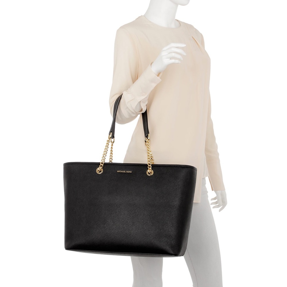 Authentic MK Jet Set Travel Chain Md Tote Black